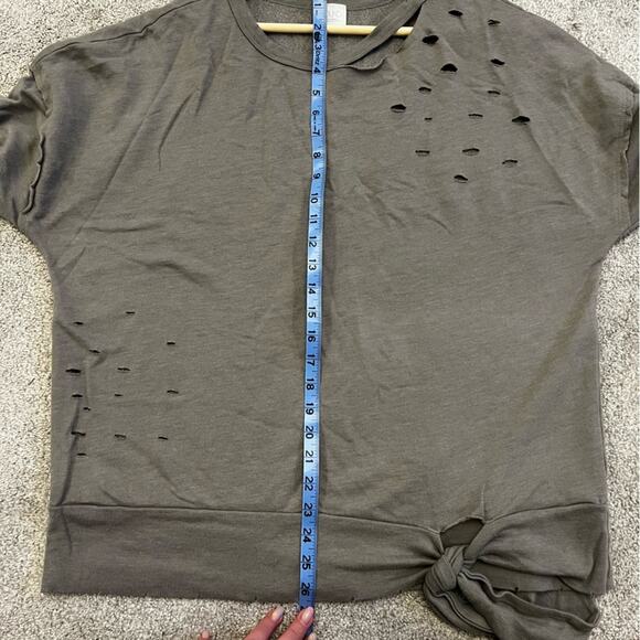 ABOUND Olive/Khaki Green Heathered TIE HIP Cotton Distressed SWEATSHIRT size L - Picture 15 of 16